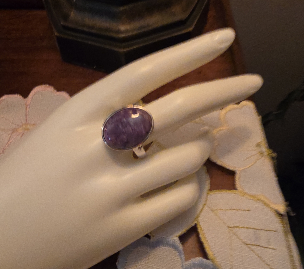 JTV Cabochon Charoite Sterling Silver Ring Size 10